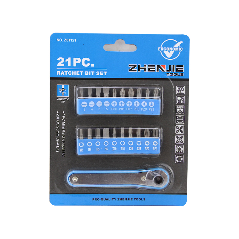 21 adet Oluklu Phillips Pozidriv Hex Torx Cırcırlı Bit Seti
