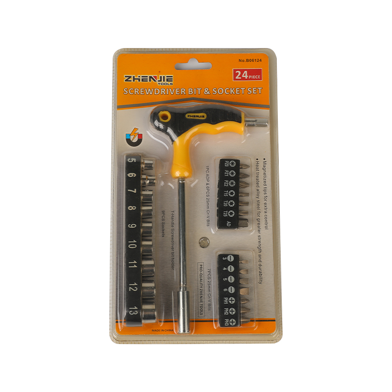 24 adet T-kollu Oluklu Phillips Torx Pozidriv CRV Bits Seti