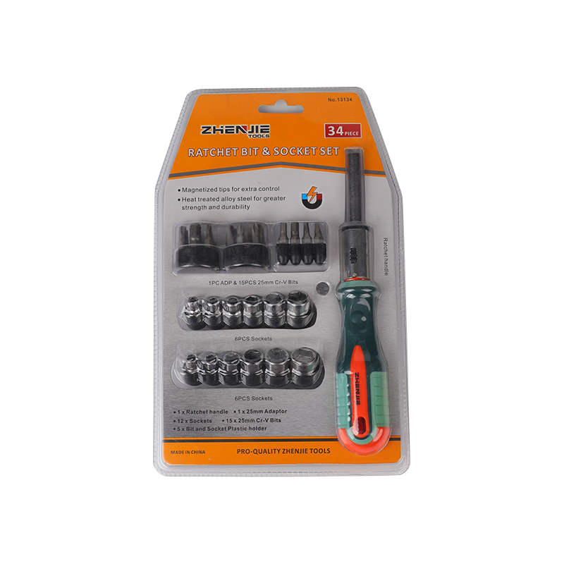 34 adet Oluklu Phillips Torx Hex Kare Cırcırlı Bit Seti